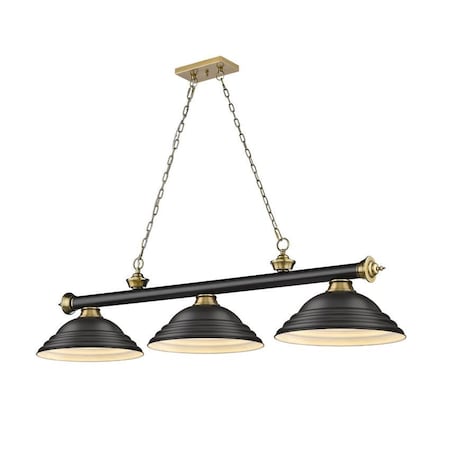 Z-Lite Cordon 3 Light Billiard, Matte Black & Rubbed Brass 2306-3MB-RB-SMB